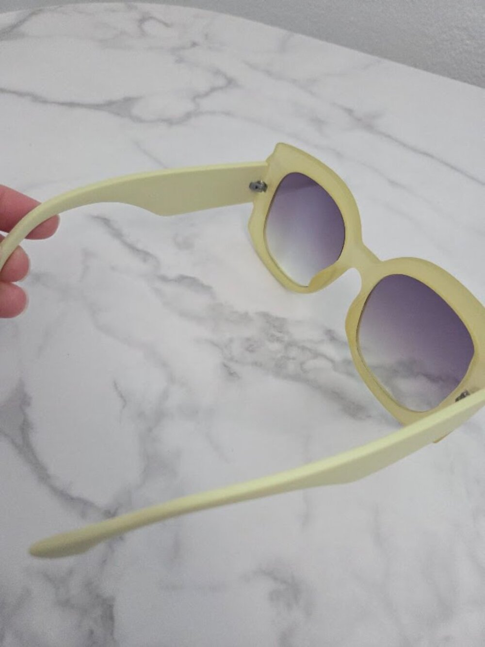 Oversized Square Sunglasses Pastel Lime Green Yellow Frame Gradient Lens - Picture 12 of 13